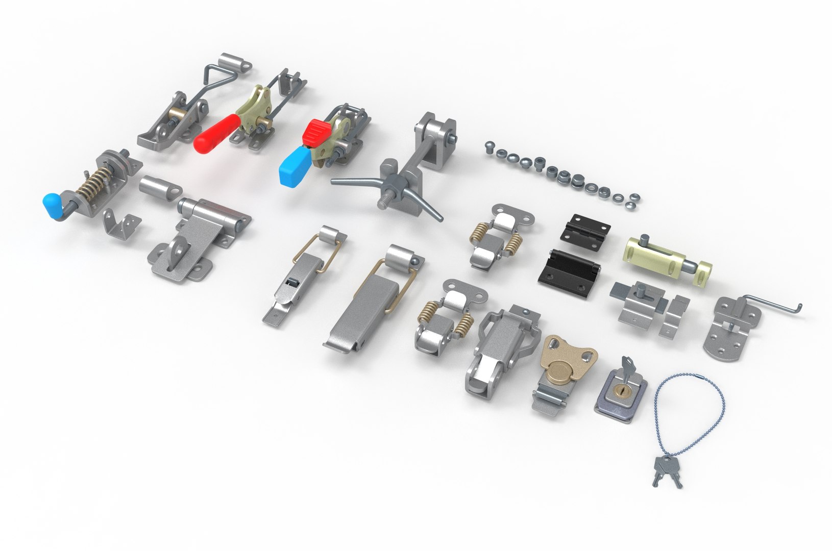 latches and  hinges 3D model https://p.turbosquid.com/ts-thumb/Z7/V2nlq1/7w/latch.1031/jpg/1706279504/1920x1080/fit_q87/e03bd6d5ea92d014eace1f5f28174dcd9cf13659/latch.1031.jpg
