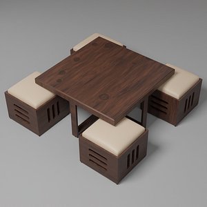 Small Table with Leather Cushion 2k Resolution Texture 3D model