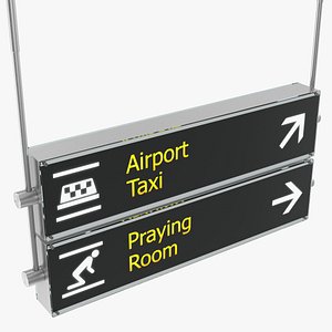 3D airport signs taxi praying