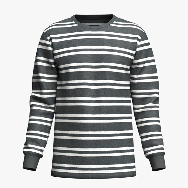 3D Round Neck Long Sleeve Sweat T-Shirt