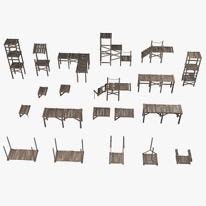 3D Wooden platforms modular collection