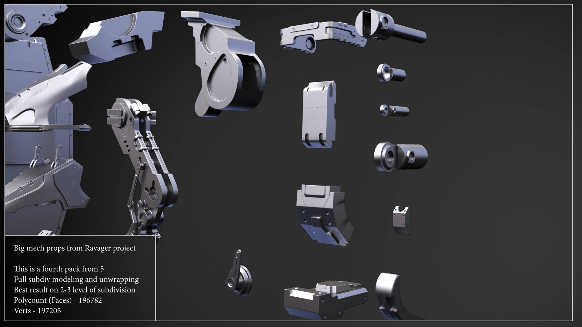 3d Model Big Mech Props
