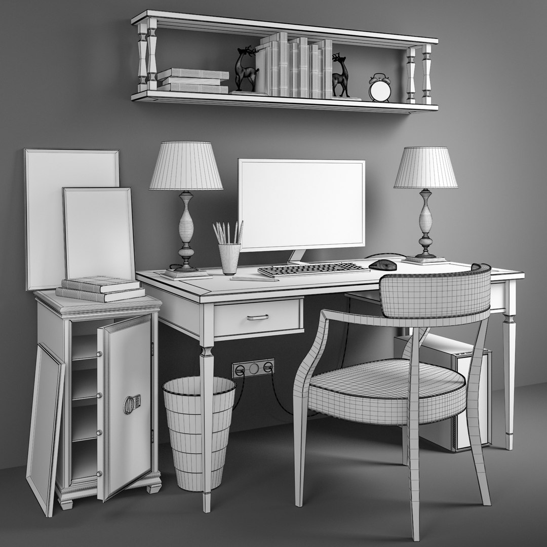 Set workplace 3D model - TurboSquid 1444076