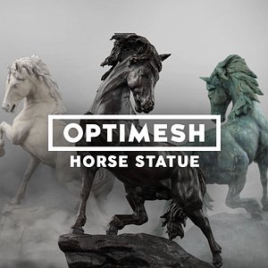 low-poly horse statue model