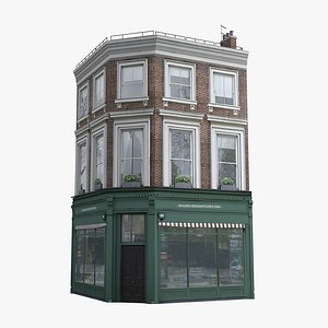Realistic Old London Corner Building - Townhouse 04