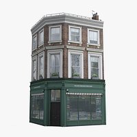Realistic Old London Corner Building - Townhouse 04