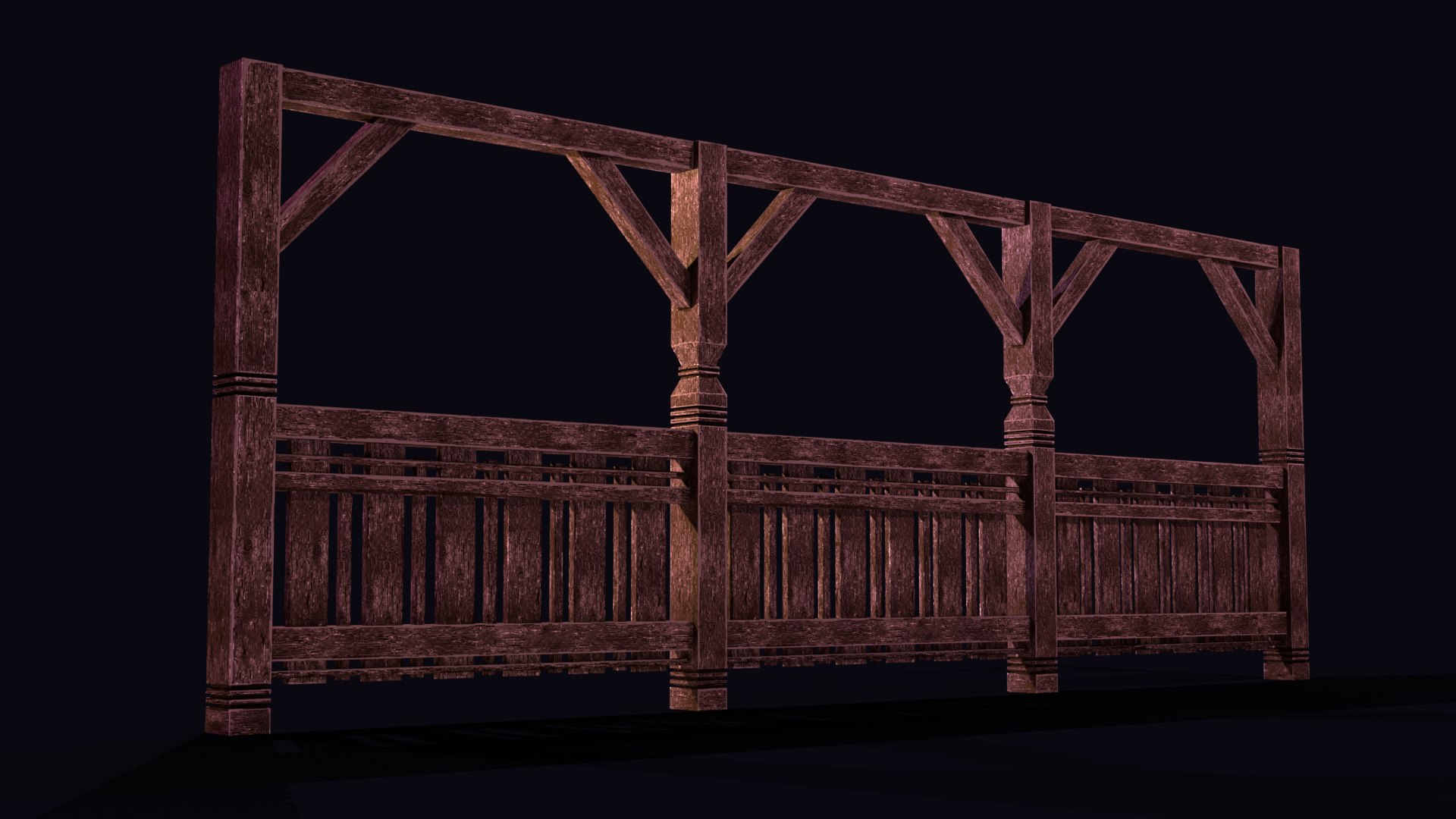 3D Pixel-Style Wooden Railing Medieval Balcony Model - TurboSquid 2472630