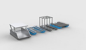 3D model Tritoon pontoon boat set 3D model