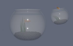 3D Round Aquarium with GoldFish model