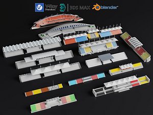 Stadium Bleachers Grandstand Seating 3D model