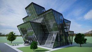 3D model office building structural architecture glass