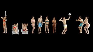 Beach People set x10 3D model