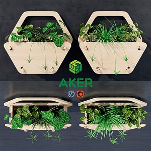 3D hexagon wall planter model