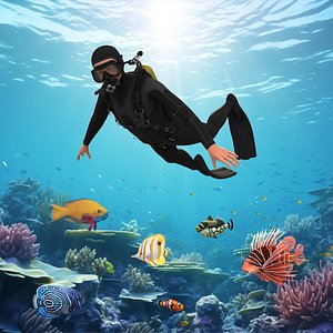 Scuba Diver and Fish Rigged Collection