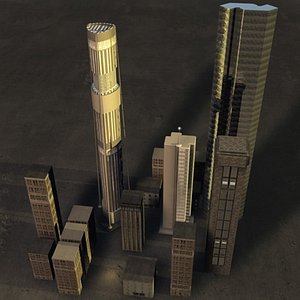 3d buildings skyscrapers cityscape model