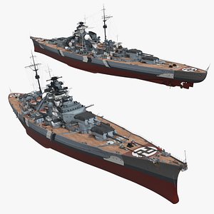 Bismarck Kriegsmarine Warship with Optical Illusion Paint 1941 Gray Rigged