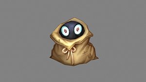 Cartoon ghost hiding in gunny bag 3D model