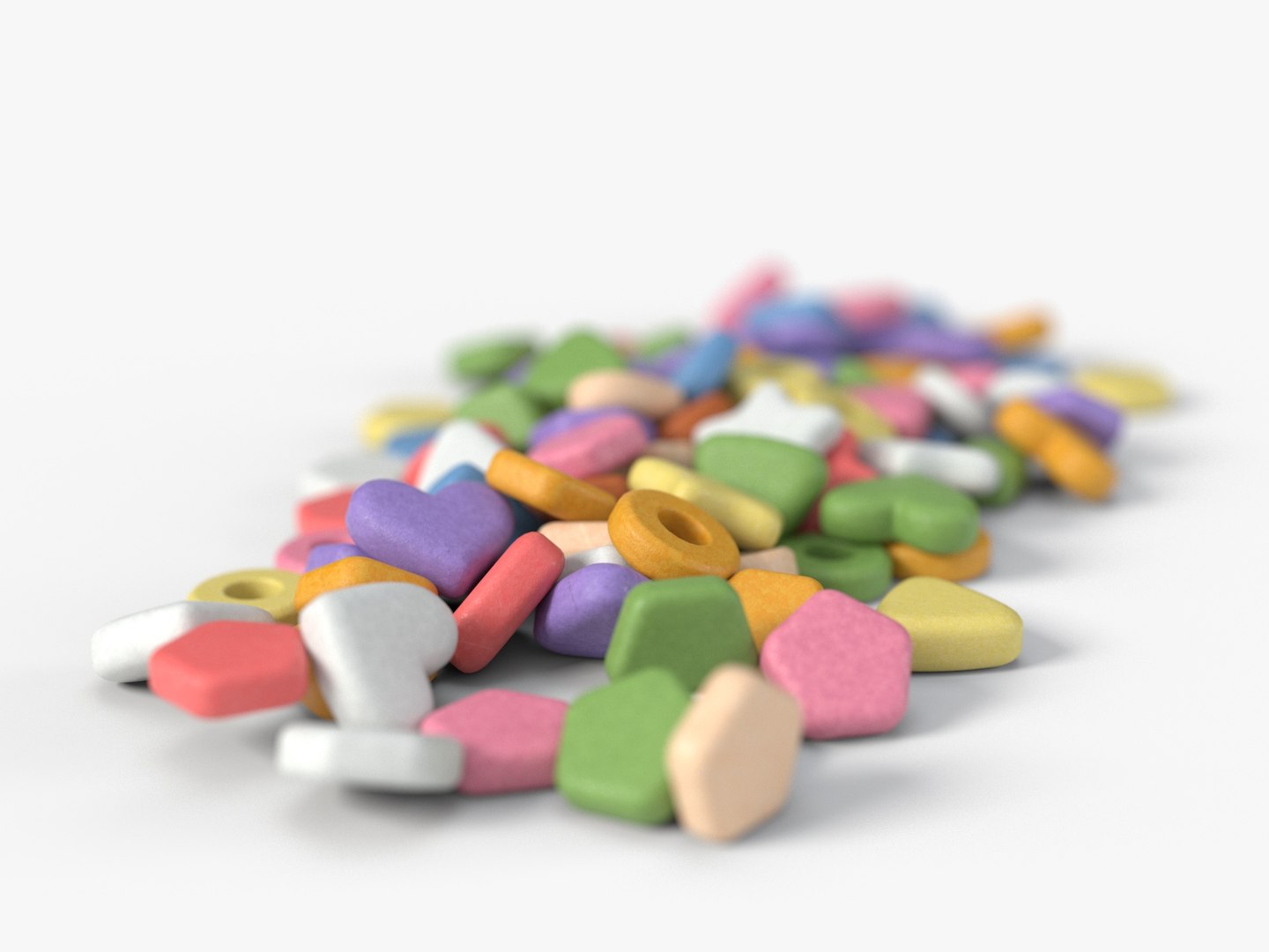 Set Of Different Shaped Pills With 4K PBR Tex And Color Variations 3D