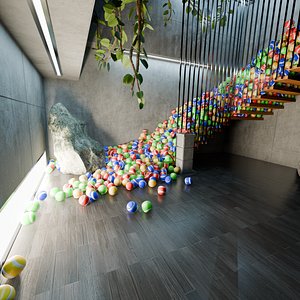 3D model Balls Physics Simulation - Concrete Interior