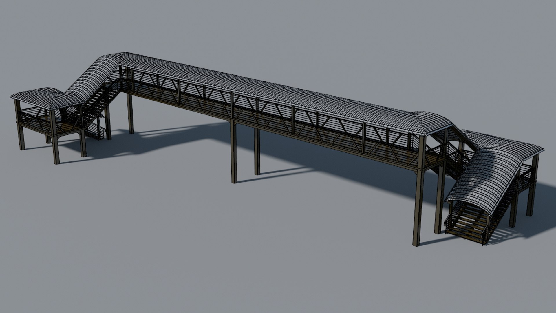 3d Model Of Urban Overhead Pedestrian Bridge
