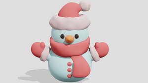Cute snowman in a scarf and gloves 3D
