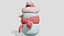 Cute snowman in a scarf and gloves