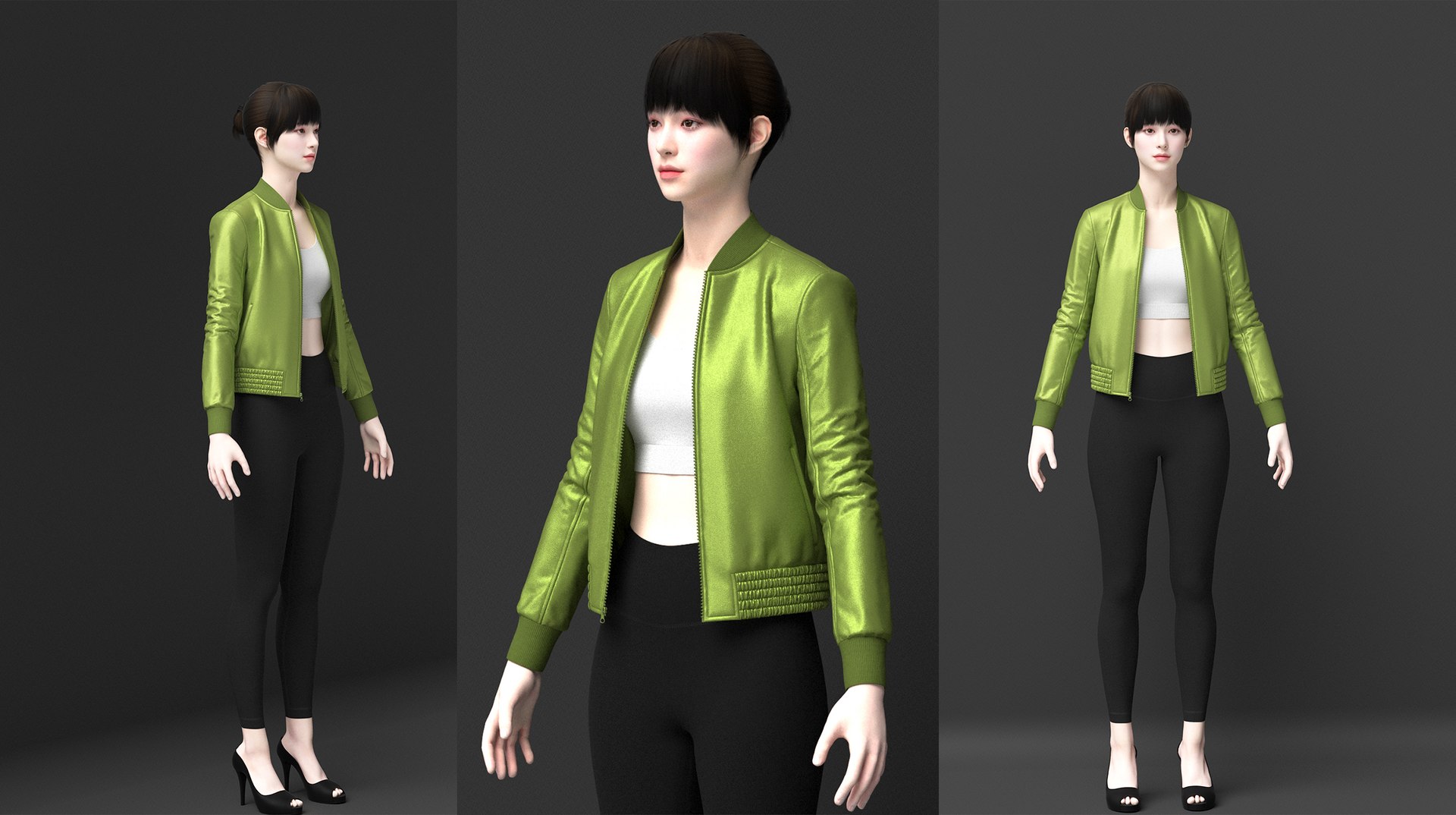 Womens Elasticated Bomber Jacket Outfit 3D Model Model - TurboSquid 2019125