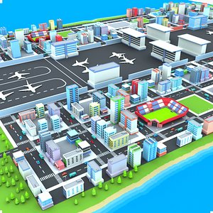 Lowpoly Cartoon City 3D model