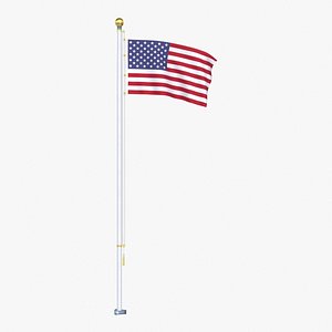 United States Flag Stand Pole Animated Loop