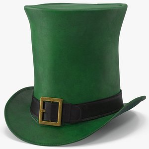 3D Leather Top Hat Green with Buckle v 2 model