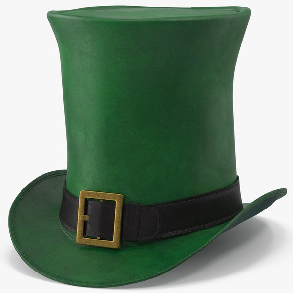 3D Leather Top Hat Green with Buckle v 2 model
