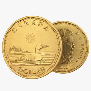 canadian dollar coin loonie 3D model