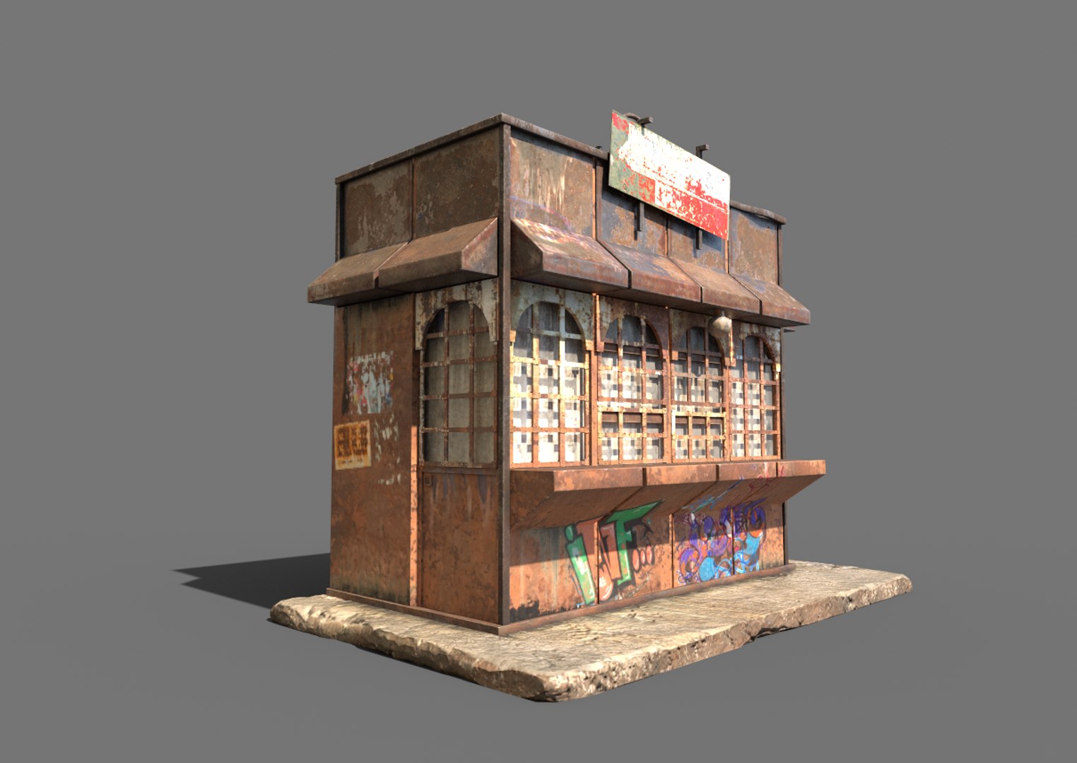 Rusty Metal Booth 3D Model - TurboSquid 1754025