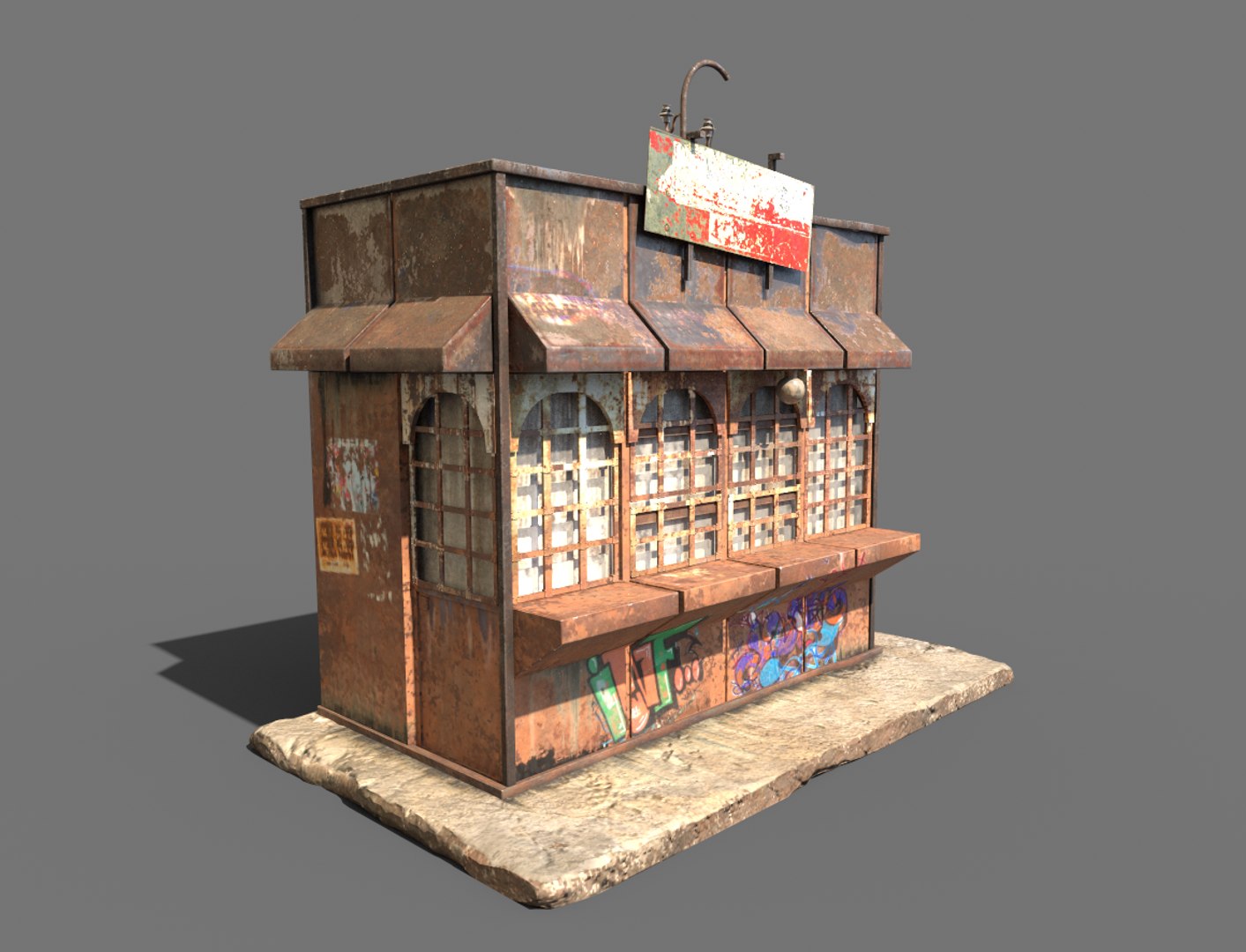 Rusty Metal Booth 3D Model - TurboSquid 1754025