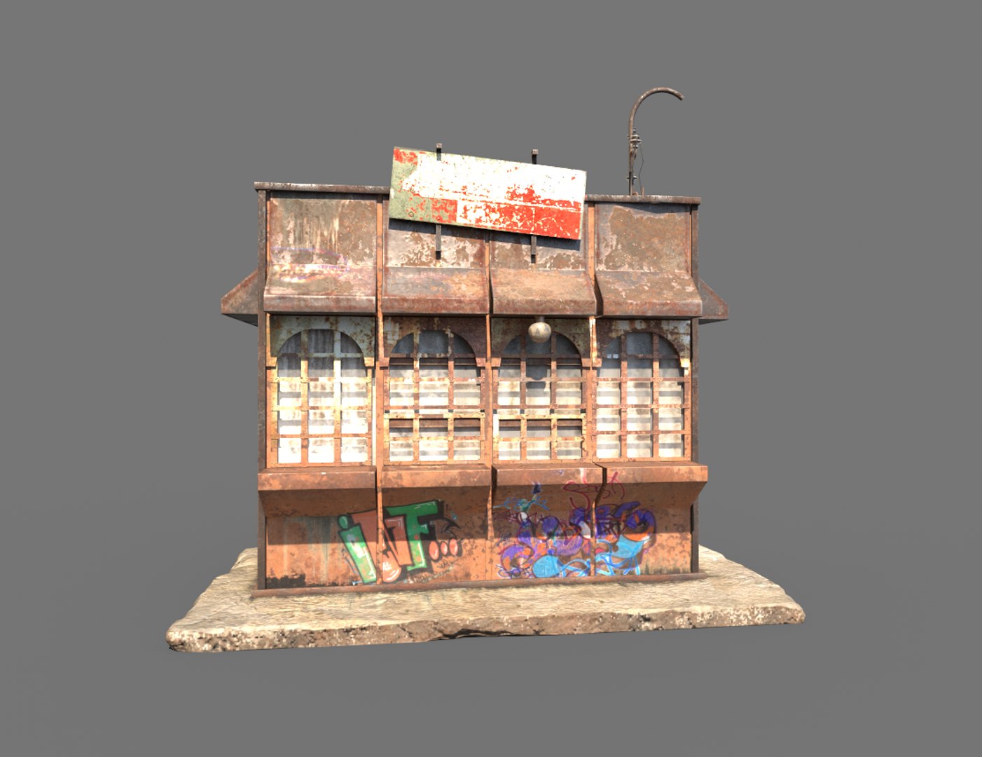 Rusty Metal Booth 3D Model - TurboSquid 1754025