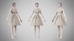 Dress 33 Checker Tone v2 3D model