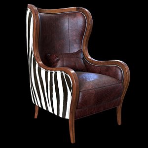 3d obj chocolate zebra wing chair