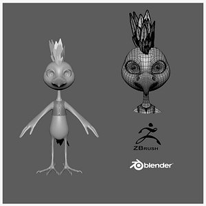 Cartoon Hoopoe - base mesh