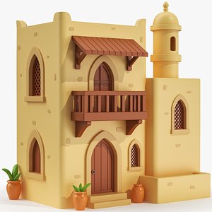 3D Middle Eastern Cartoonish House Low Poly 3D Model