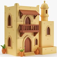 Middle Eastern Cartoonish House Low Poly 3D Model