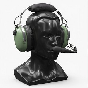 Aviation Pilot Headset on Mannequin Green