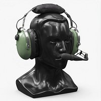 Aviation Pilot Headset on Mannequin Green