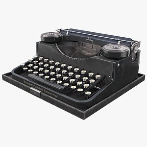 3d model of retro typewriter
