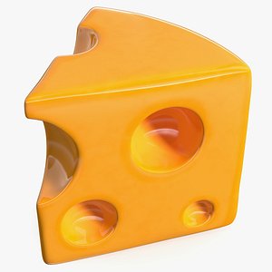 3D Cartoon Swiss-Style Cheese Triangle model