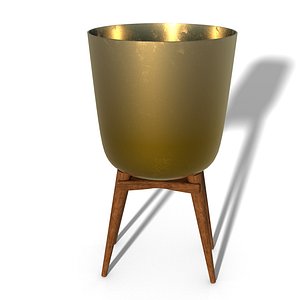Fancy Plant Pot Gold 3D