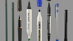 pen pencil ball-point-pen gel-ink-pen permanent-marker whiteboard-marker 3D model