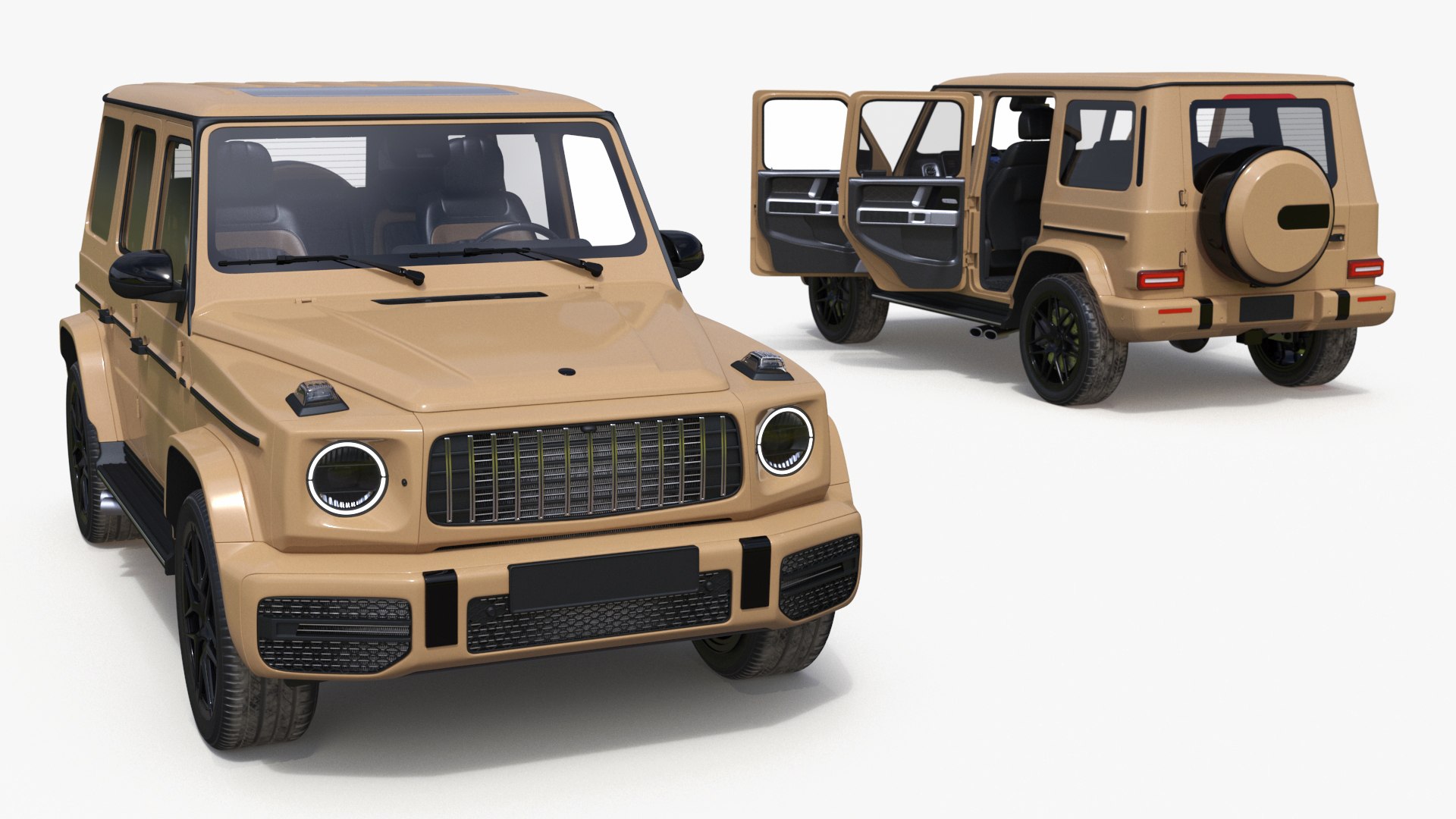 Luxury SUV Generic Beige Rigged 3D model preview
