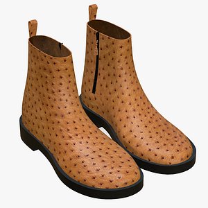 Ostrich Leather Boots 3D