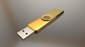 USB Stick Low Poly Gold Version