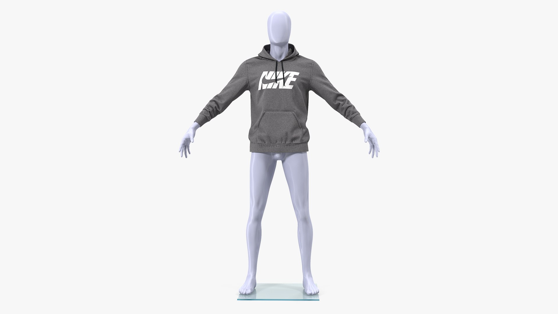 Grey Hoodie Nike Lowered Hood on Mannequin 3D model preview